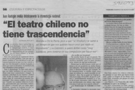 "El teatro chileno no tiene trascendencia"  [artículo] Leopoldo Pulgar I.