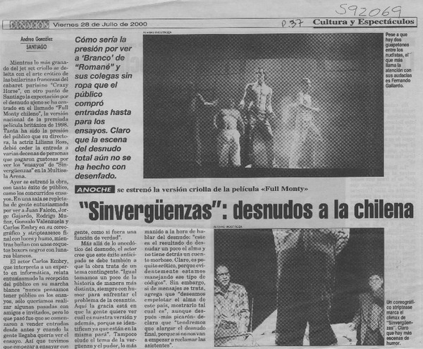 "Sinvergüenzas", desnudos a la chilena  [artículo] Andrea González
