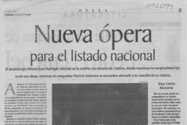 Nueva ópera para el listado nacional  [artículo] Claudia Ramírez H.