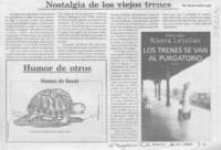 Nostalgia de los viejos trenes  [artículo] Marino Muñoz Lagos