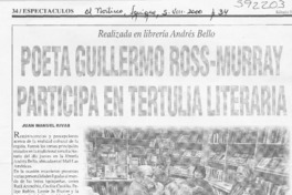 Poeta Guillermo Ross-Murray participa en tertulia literaria  [artículo] Juan Manuel Rivas