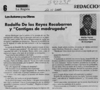 Rodolfo de los Reyes Recabarren y "Cantigas de madrugada"  [artículo] Matías Rafide