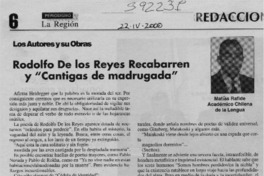 Rodolfo de los Reyes Recabarren y "Cantigas de madrugada"  [artículo] Matías Rafide
