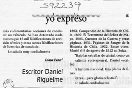 Escritor Daniel Riquelme  [artículo] Hernán Navarrete Rojas