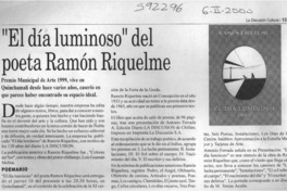 "El día luminoso" del poeta Ramón Riquelme  [artículo]