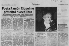 Poeta Ramón Riquelme presentó nuevo libro  [artículo]