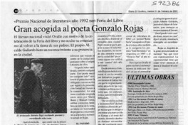 Gran acogida al poeta Gonzalo Rojas  [artículo]