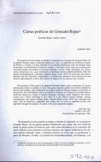 Cartas poéticas de Gonzalo Rojas  [artículo] Cedomil Goic