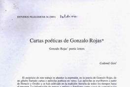 Cartas poéticas de Gonzalo Rojas  [artículo] Cedomil Goic
