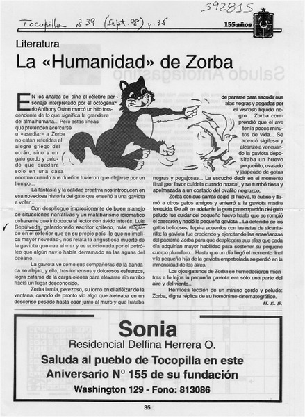 La "humanidad" de Zorba  [artículo] H. E. B.