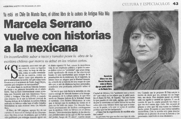 Marcela Serrano vuelve con historias a la mexicana