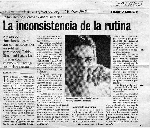 La inconsistencia de la rutina  [artículo] Rodrigo Castillo