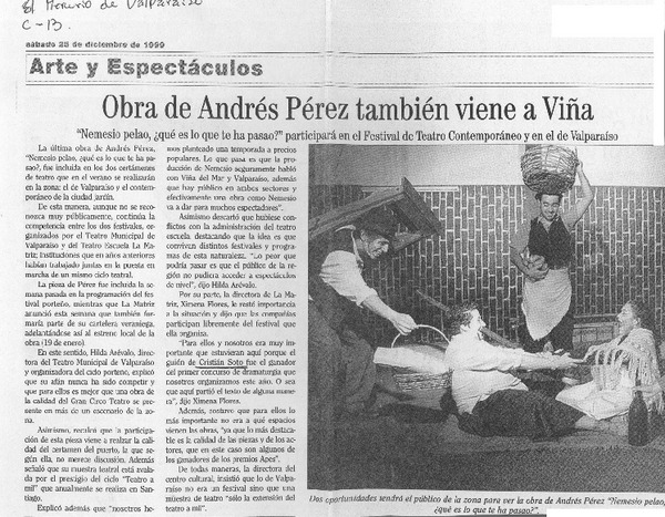 Obra de Andrés Pérez también viene a Viña
