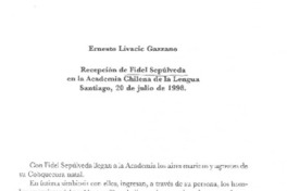 Recepción de Fidel Sepúlveda en la Academia Chilena de la Lengua