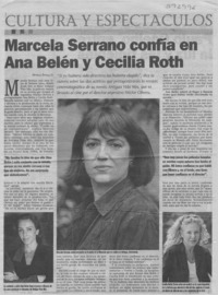 Marcela Serrano confía en Ana Belén y Cecilia Roth  [artículo] Mariali Bofill G.