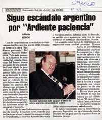 Sigue escándalo argentino por "Ardiente paciencia"  [artículo]