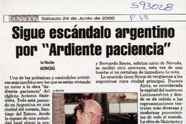 Sigue escándalo argentino por "Ardiente paciencia"  [artículo]