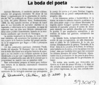 La boda del poeta  [artículo] Juan Gabriel Araya G.