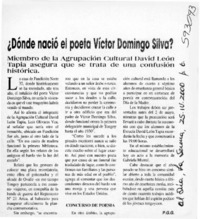 ¿Dónde nació el poeta Víctor Domingo Silva?  [artículo] P. G. G.