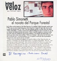 Pablo Simonetti el novato del Parque Forestal  [artículo] Alfredo López