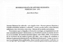Biobibliografía de Antonio Skármeta período 1940-1973  [artículo] Justo Alarcón Reyes