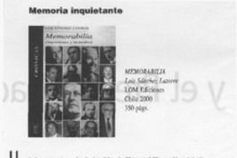 Memoria inquietante  [artículo] Patricia Espinosa