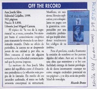 Off the record  [artículo] Ricardo Bravo