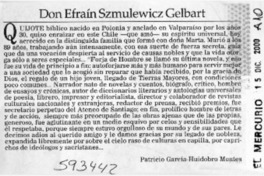 Don Efraín Szmulewicz Gelbart  [artículo] Patricio García-Huidobro Montes