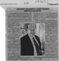 Antonio Skármeta ganó Premio Médicis en París  [artículo]