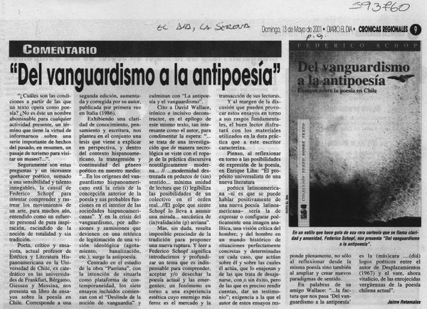 "Del vanguardismo a la antipoesía"  [artículo] Jaime Retamales