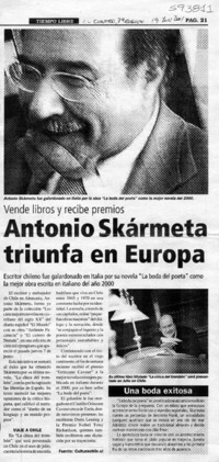 Antonio Skármeta triunfa en Europa  [artículo]