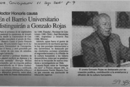 En el Barrio Universitario distinguirán a Gonzalo Rojas  [artículo]