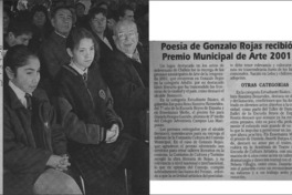 Poesía de Gonzalo Rojas recibió Premio Municipal de Arte 2001  [artículo]