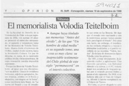 El memorialista Volodia Teitelboim  [artículo] Sergio Ramón Fuentealba