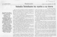 Volodia Teitelboim ha vuelto a su tierra  [artículo] Carlos René Ibacache I.