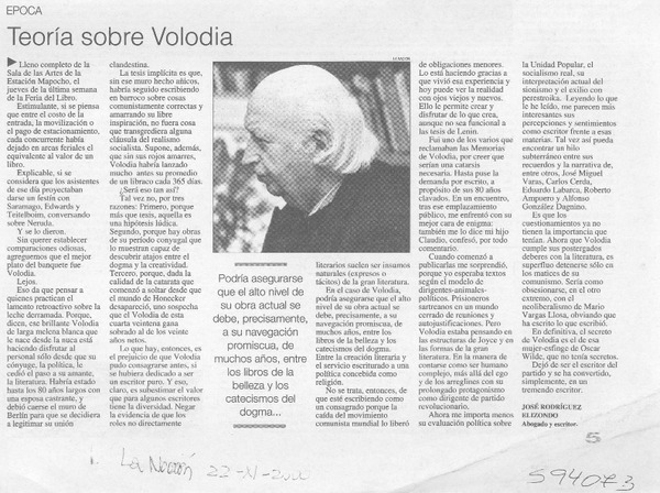 Teoría sobre Volodia  [artículo] José Rodríguez Elizondo