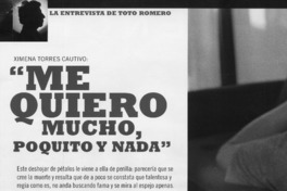 "Me quiero mucho, poquito y nada"  [artículo] Toto Romero