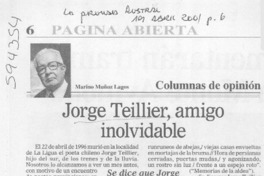 Jorge Teillier, amigo inolvidable  [artículo] Marino Muñoz Lagos