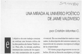 Una mirada al universo poético de Jaime Valdivieso  [artículo] Cristián Montes C.