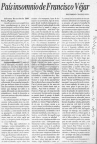 País insomnio de Francisco Véjar  [artículo] Bernardo Chandía Fica