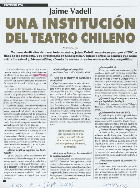 Una institución del teatro chileno  [artículo] Gonzalo Mejía
