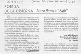Poetisa de La Cisterna lanza flores a "Safo"  [artículo] Ana Véliz Fuentes