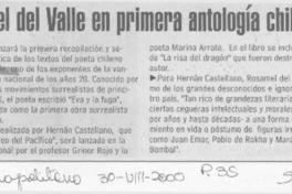 Rosamel del Valle en primera antología chilena  [artículo]
