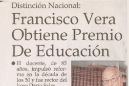 Francisco Vera obtiene premio de educación  [artículo]