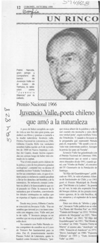 Juvencio Valle, poeta chileno que amó a la naturaleza  [artículo]