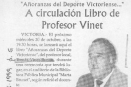 A circulación libro de profesor Vinet  [artículo] Manuel Burgos Lagos