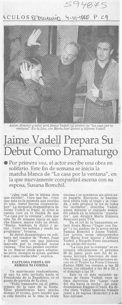 Jaime Vadell prepara su debut como dramaturgo  [artículo]