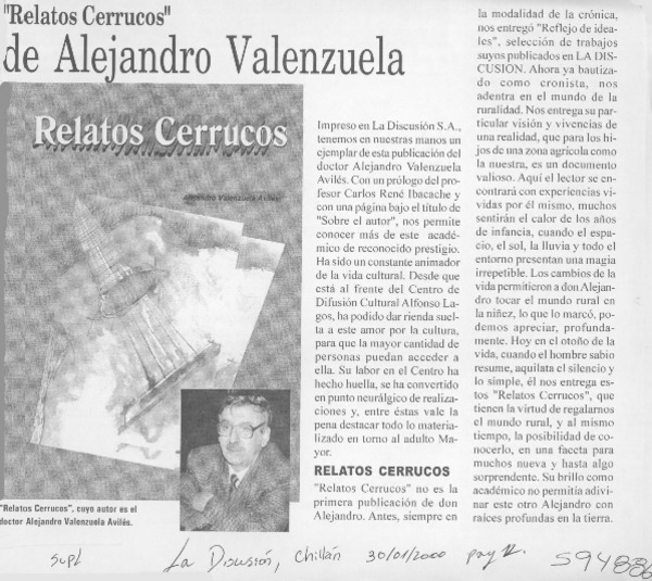"Relatos cerrucos" de Alejandro Valenzuela  [artículo]