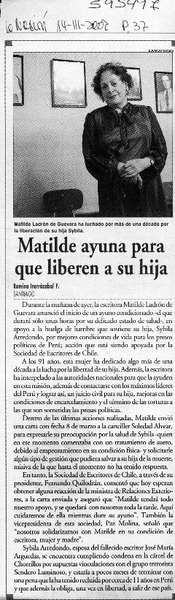 Matilde ayuna para que liberen a su hija  [artículo] Romina Irarrázabal F.