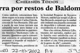 Sigue guerra por restos de Baldomero Lillo  [artículo] Mariana Madariaga